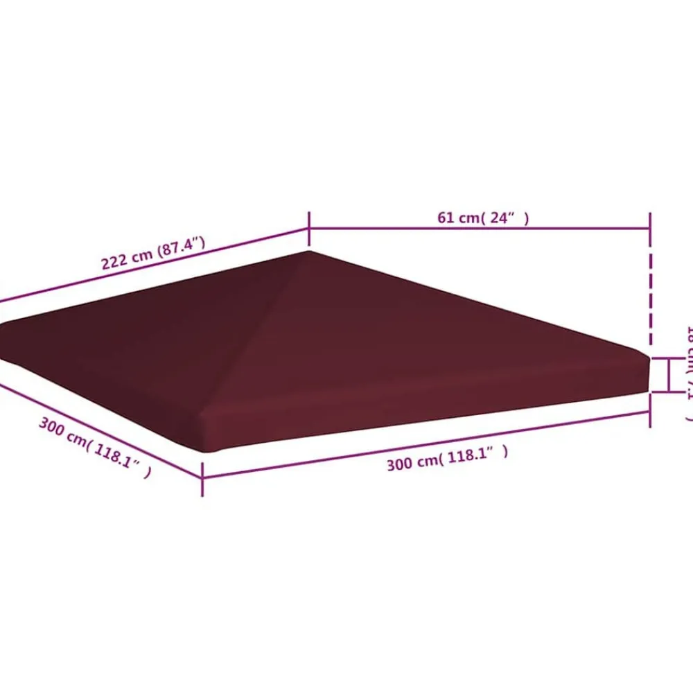 vidaXL Toldo de cenador 310 g/m² 3x3 m Burdeos Discount