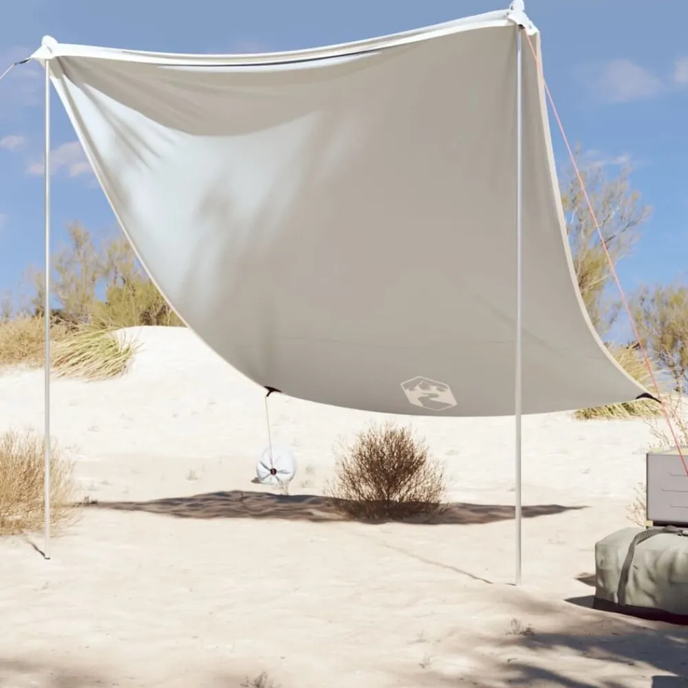 vidaXL Toldo de playa con anclas de arena 214x236 cm Gris Hot