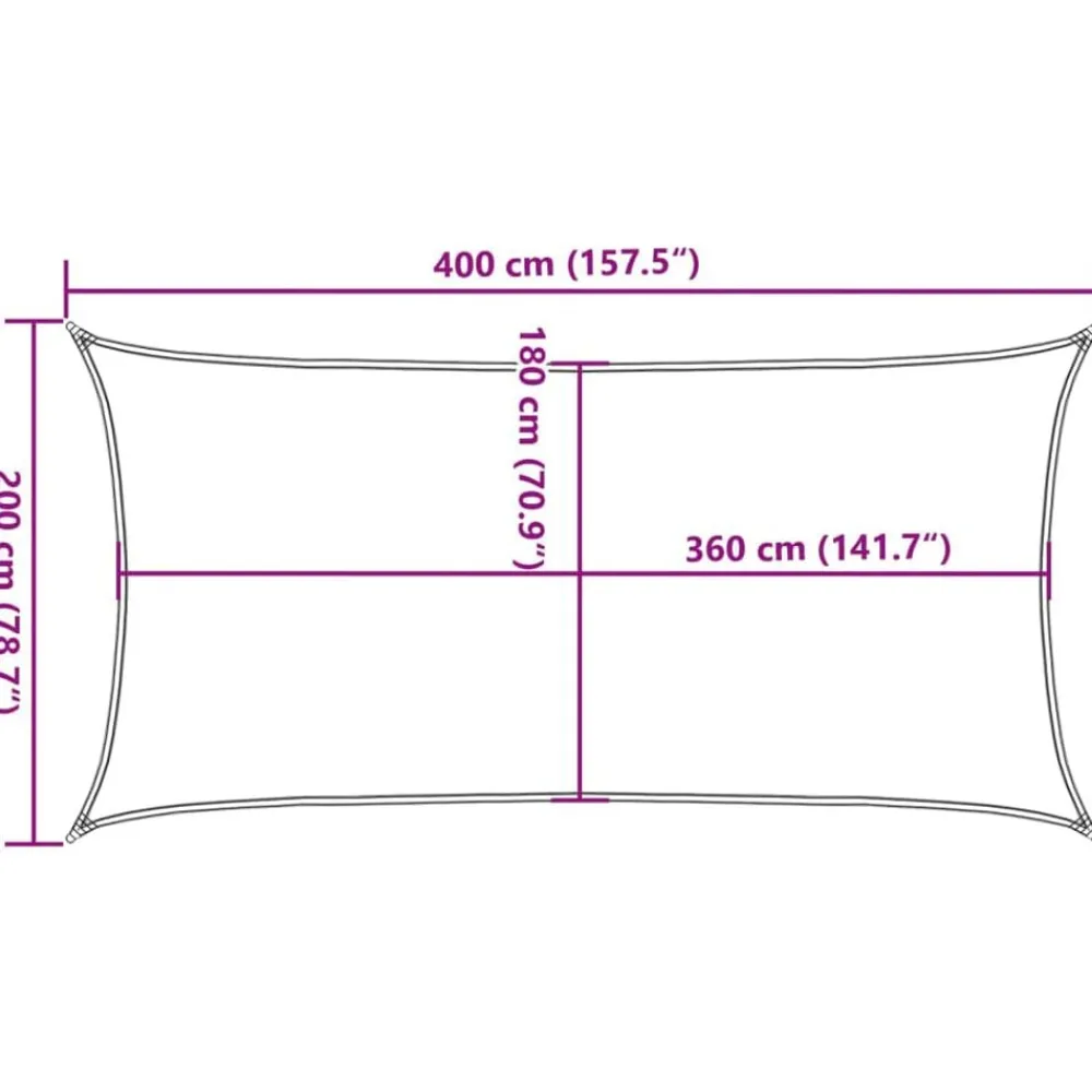 vidaXL Jardín-Toldo de vela rectangular 2x4 m HDPE gris