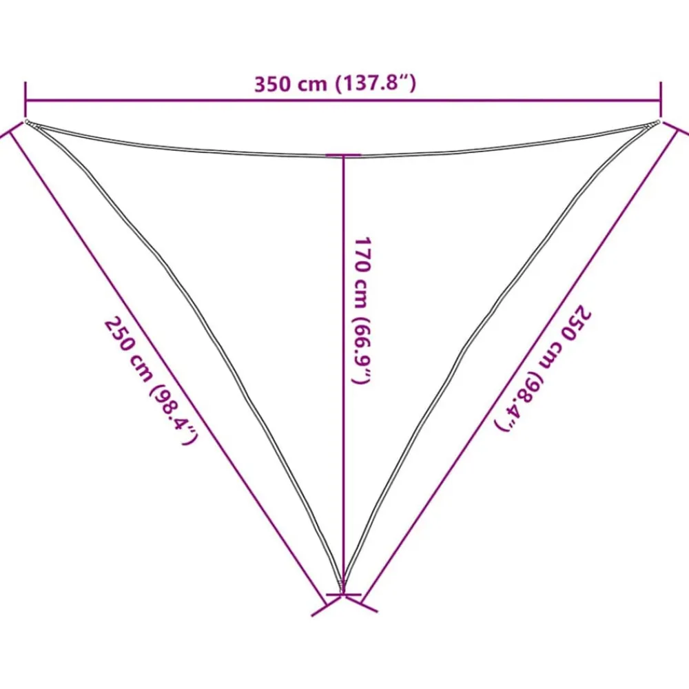 vidaXL Jardín-Toldo de vela triangular HDPE 160 g/m² 2,5x2,5x3,5 m
