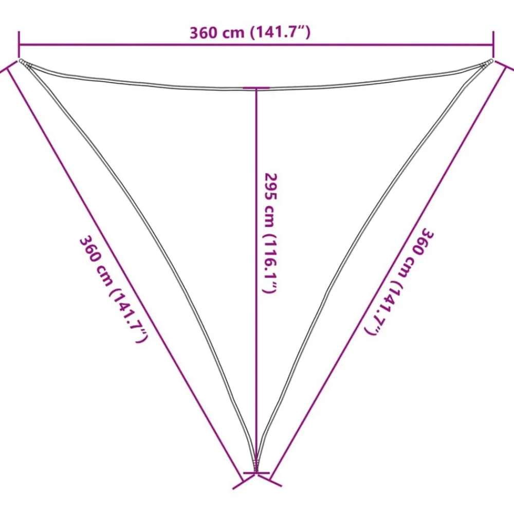 vidaXL Toldo de vela triangular HDPE 3,6x3,6x3,6 m Blanco