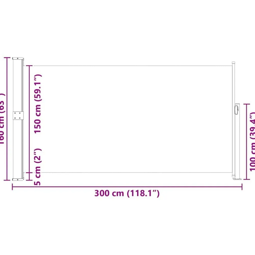 vidaXL Jardín-Toldo lateral de jardín o terraza 160x300 cm