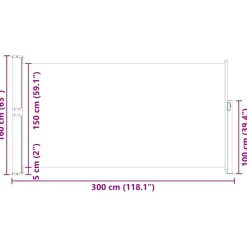 vidaXL Toldo lateral de jardín o terraza 160x300 cm Negro Discount