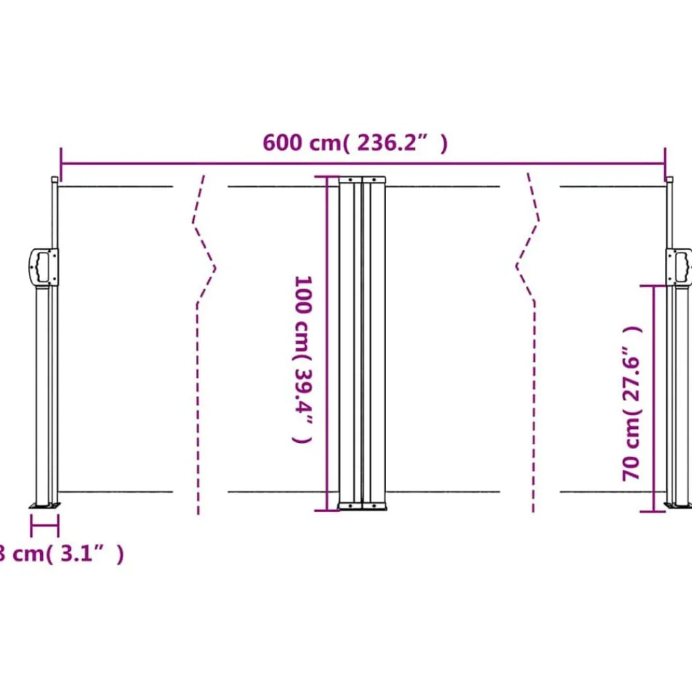 vidaXL Jardín-Toldo lateral retráctil 100x600 cm