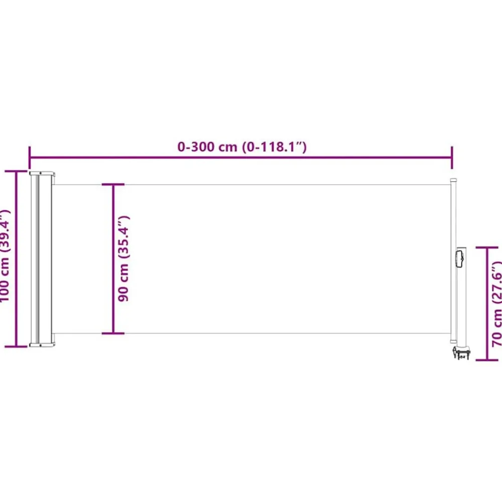 vidaXL Jardín-Toldo lateral retráctil para patio 100x300 cm