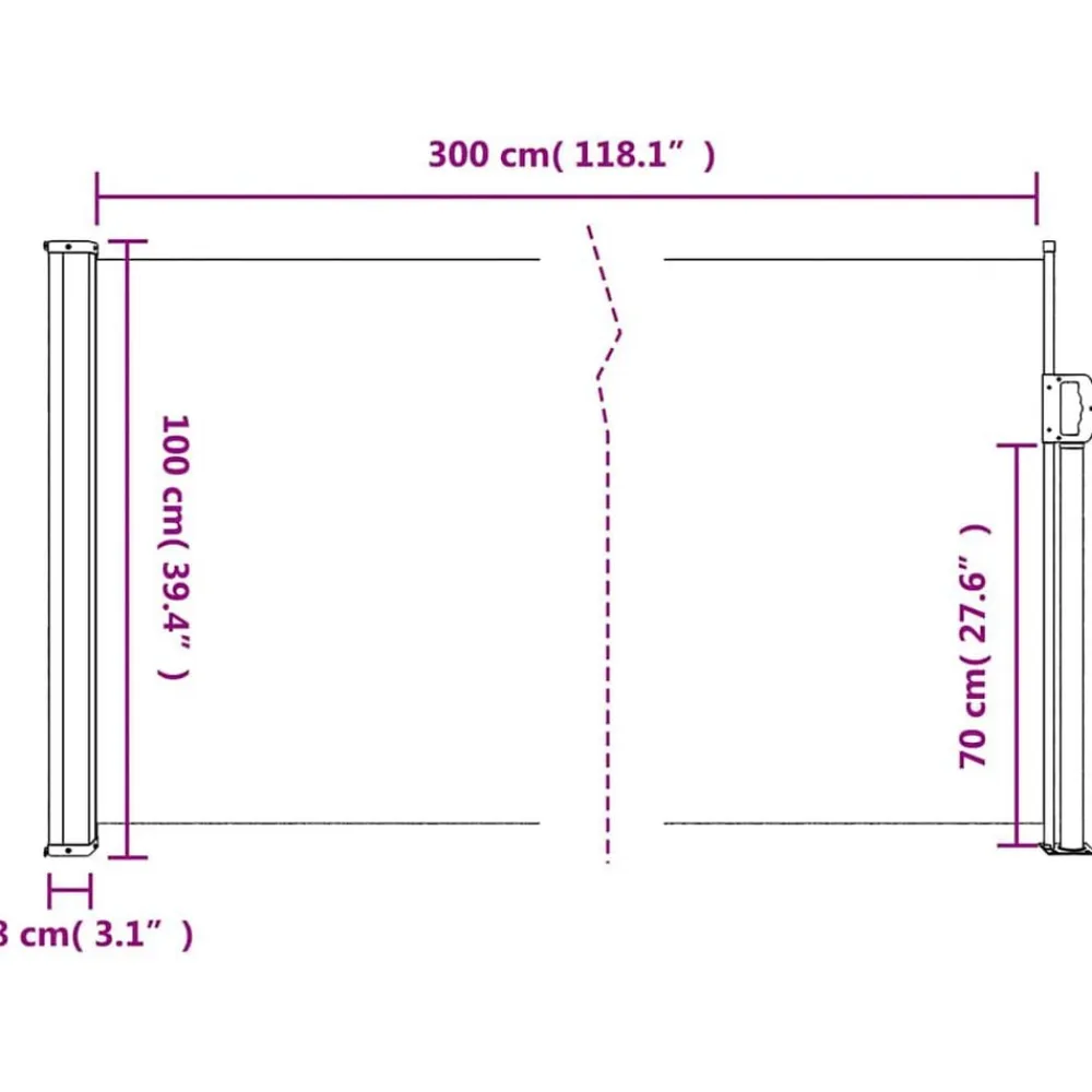 vidaXL Jardín-Toldo lateral retráctil marrón 100x300 cm