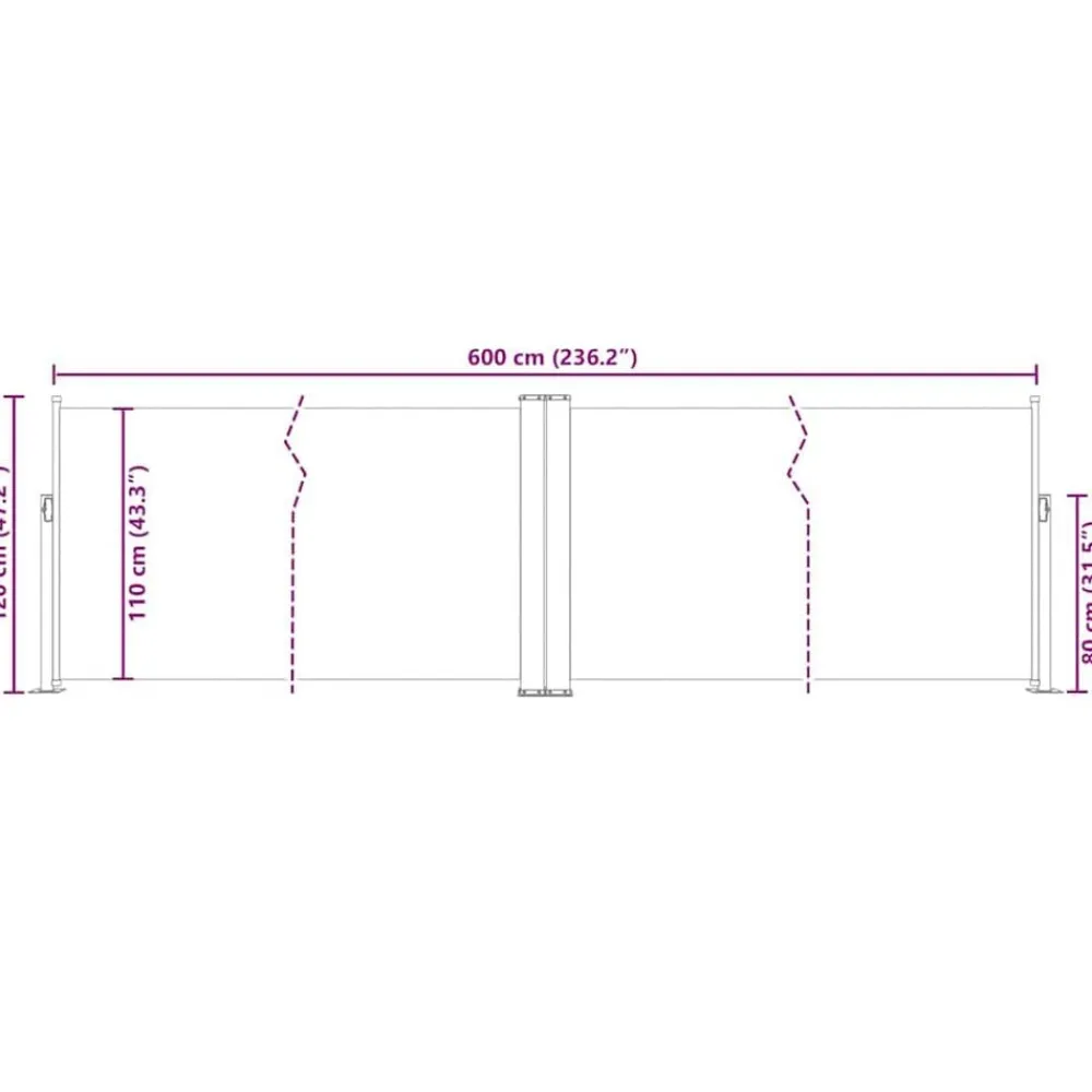 vidaXL Jardín-Toldo lateral retráctil marrón 120x600 cm