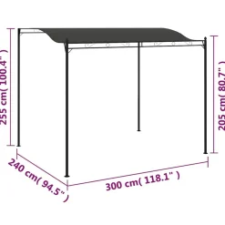 vidaXL Jardín-Toldo parasol gris 3x2,4 cm