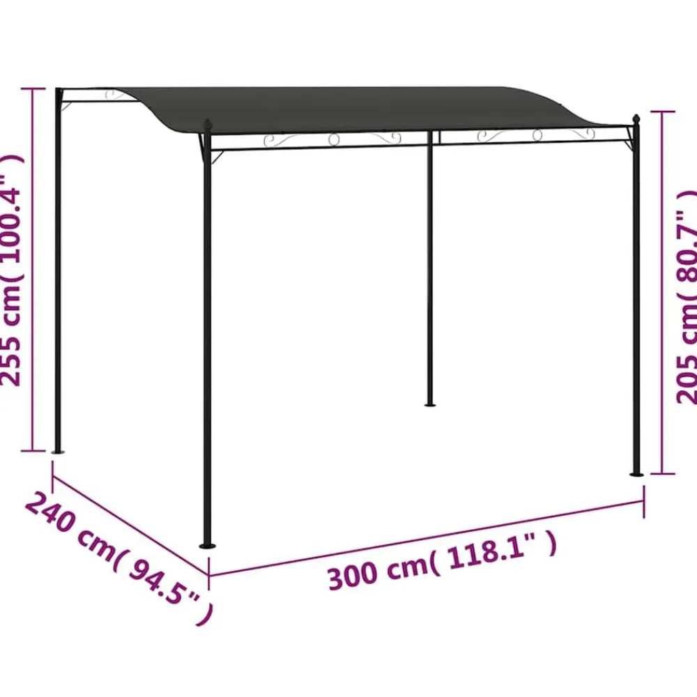 vidaXL Jardín-Toldo parasol gris 3x2,4 cm