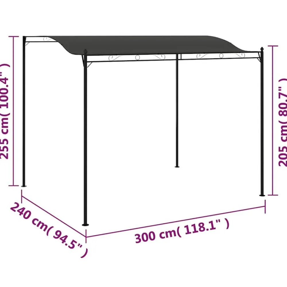 vidaXL Jardín-Toldo parasol gris 3x2,4 cm