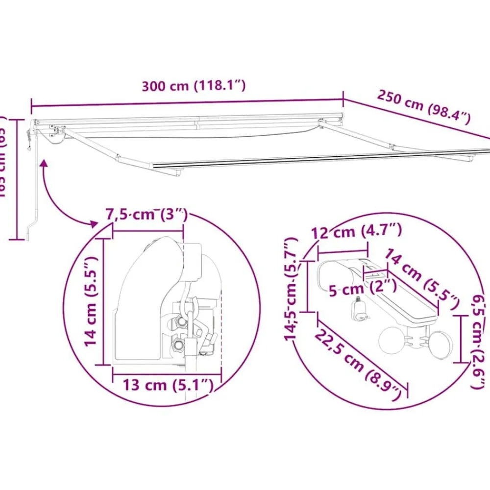 vidaXL Jardín-Toldo retráctil automático con luces LED 300x250 cm
