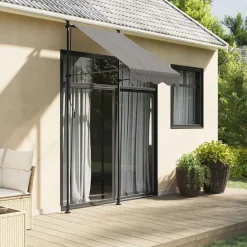 vidaXL Jardín-Toldo retráctil de tela y acero gris 100x150 cm