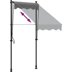 vidaXL Jardín-Toldo retráctil de tela y acero gris 100x150 cm