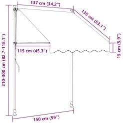 vidaXL Jardín-Toldo retráctil de funcionamiento manual 150 cm