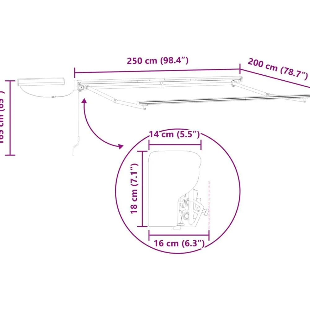 vidaXL Toldo Retráctil Eléctrico Marrón 2,5 x 2 m Hot