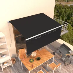 vidaXL Toldo retráctil manual con persiana gris 3x2,5 m Antracita Hot