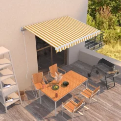 vidaXL Toldo retráctil manual 350x250 cm Amarillo y blanco Hot