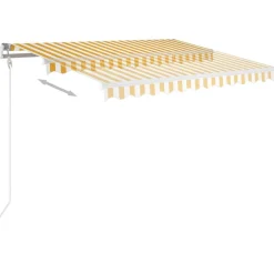 vidaXL Toldo retráctil manual 350x250 cm Amarillo y blanco Hot