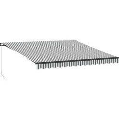 vidaXL Toldo retráctil manual con luz LED 400x350cm Antracita y blanco Clearance