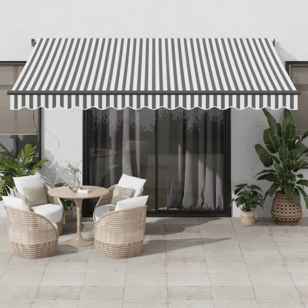 vidaXL Toldo retráctil manual con luz LED 400x350cm Antracita y blanco Clearance