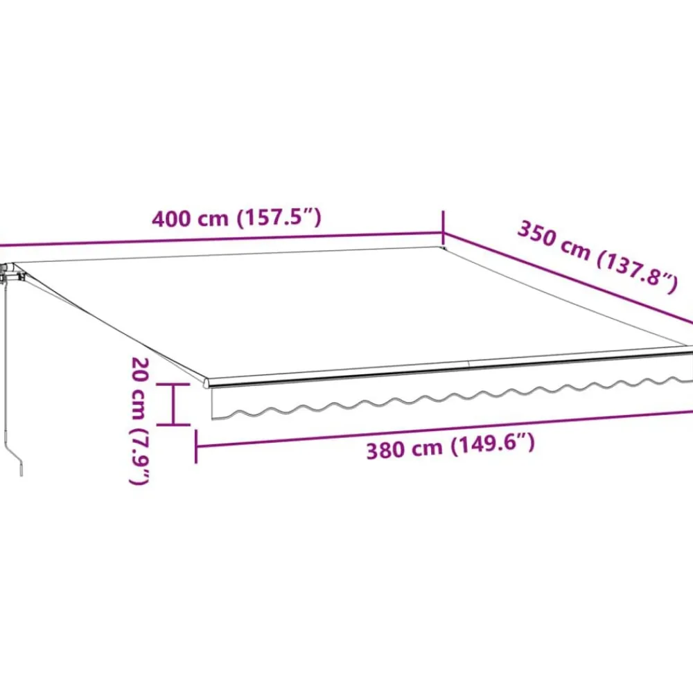 vidaXL Toldo retráctil manual con luz LED 400x350cm Antracita y blanco Clearance