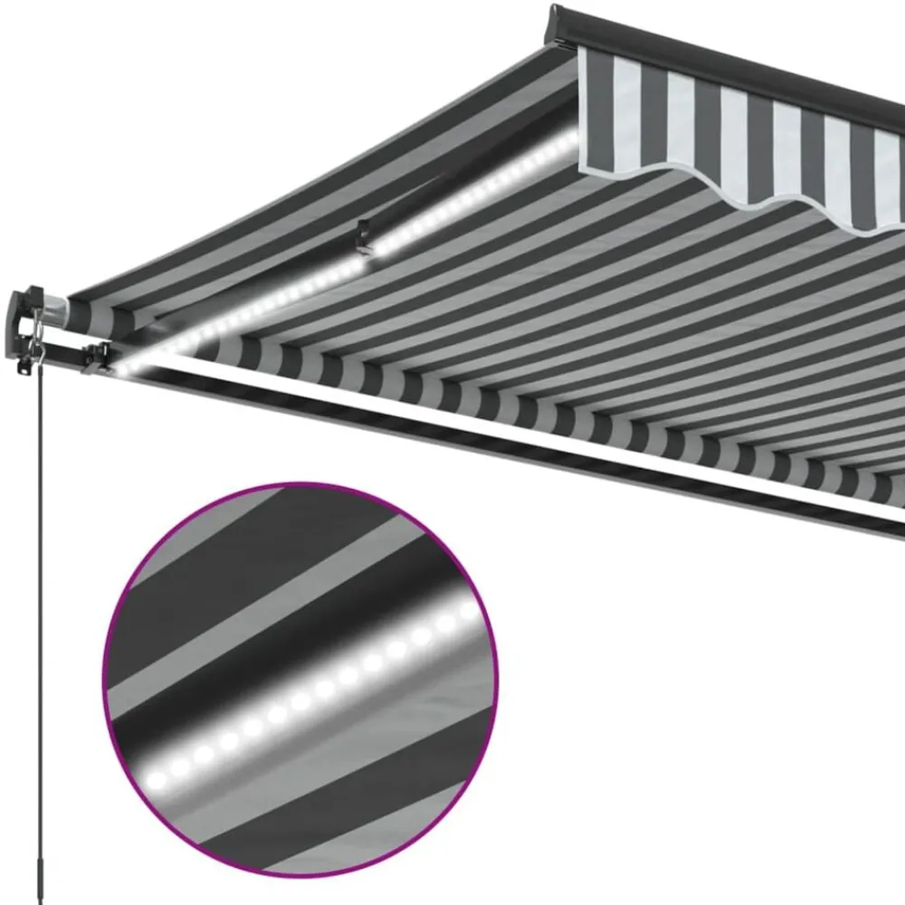 vidaXL Toldo retráctil manual con luz LED 400x350cm Antracita y blanco Clearance