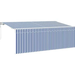 vidaXL Toldo Retráctil Rayado Azul 350 x 200 cm tela