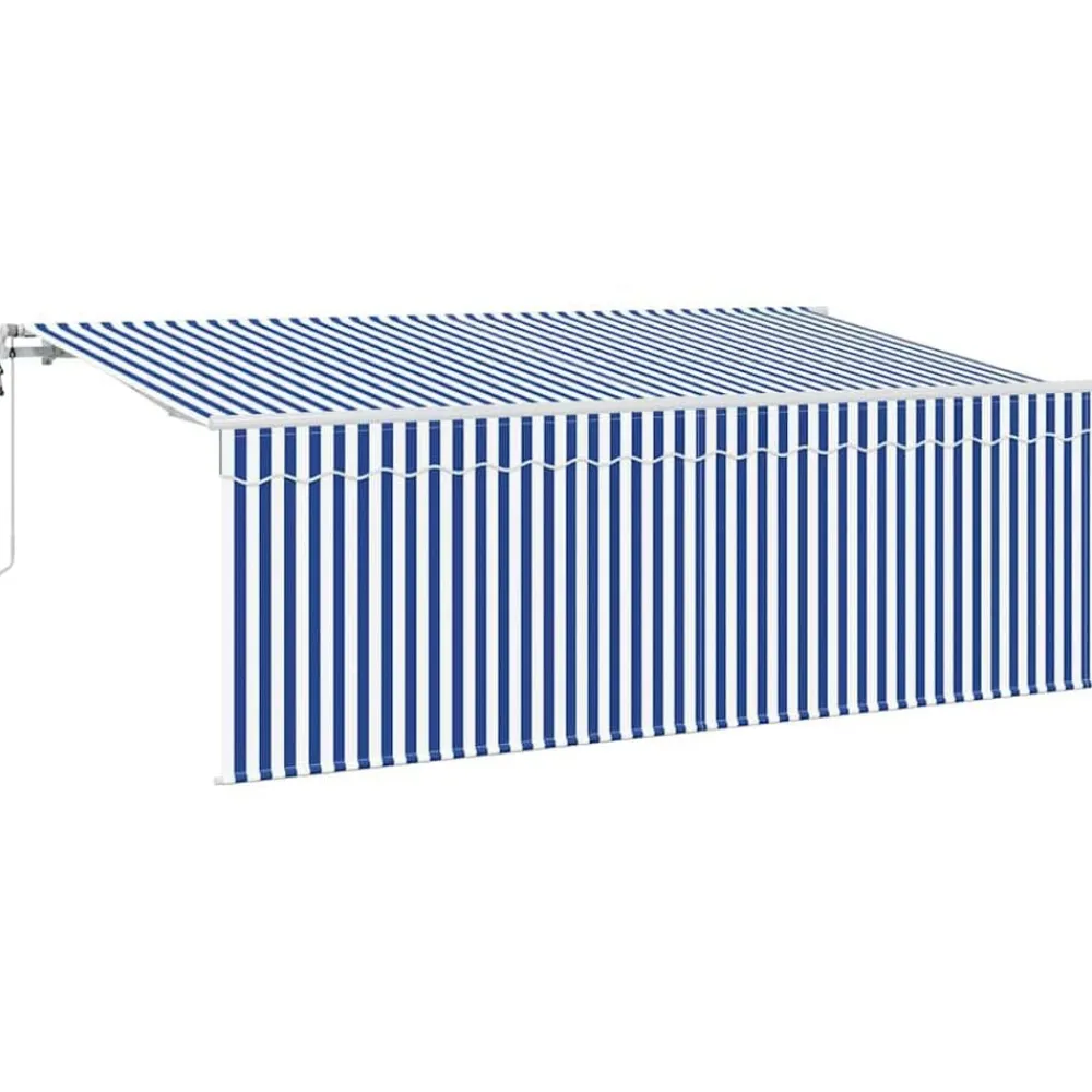 vidaXL Toldo Retráctil Rayado Azul 350 x 200 cm tela