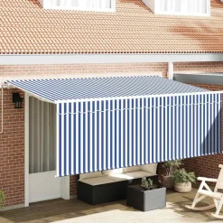 vidaXL Toldo Retráctil Rayado Azul 350 x 200 cm tela