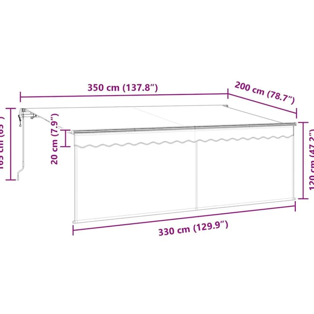 vidaXL Toldo Retráctil Rayado Azul 350 x 200 cm tela
