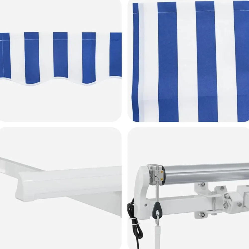 vidaXL Toldo Retráctil Rayado Azul 350 x 200 cm tela