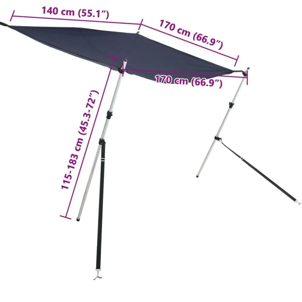 vidaXL Toldo T-Top extensión 170x170x(115-183) cm Azul Clearance