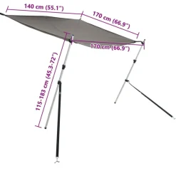 vidaXL Piezas Y Accesorios Para Vehículos-Toldo T-Top extensión antracita 170x170x(115-183) cm