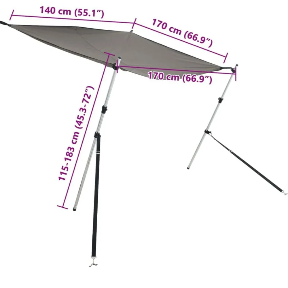 vidaXL Piezas Y Accesorios Para Vehículos-Toldo T-Top extensión antracita 170x170x(115-183) cm