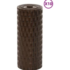vidaXL Vallas De Jardín-Toldos de balcón 10 uds ratán sintético marrón negro 255x19 cm