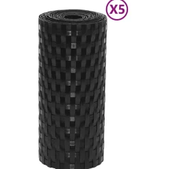 vidaXL Toldos para balcón 5 uds ratán sintético 255x19 cm Negro New