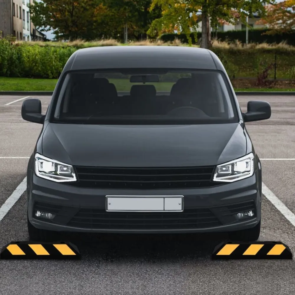 vidaXL Topes de estacionamiento reflectantes 2 unidades 56x15x10 cm Sale