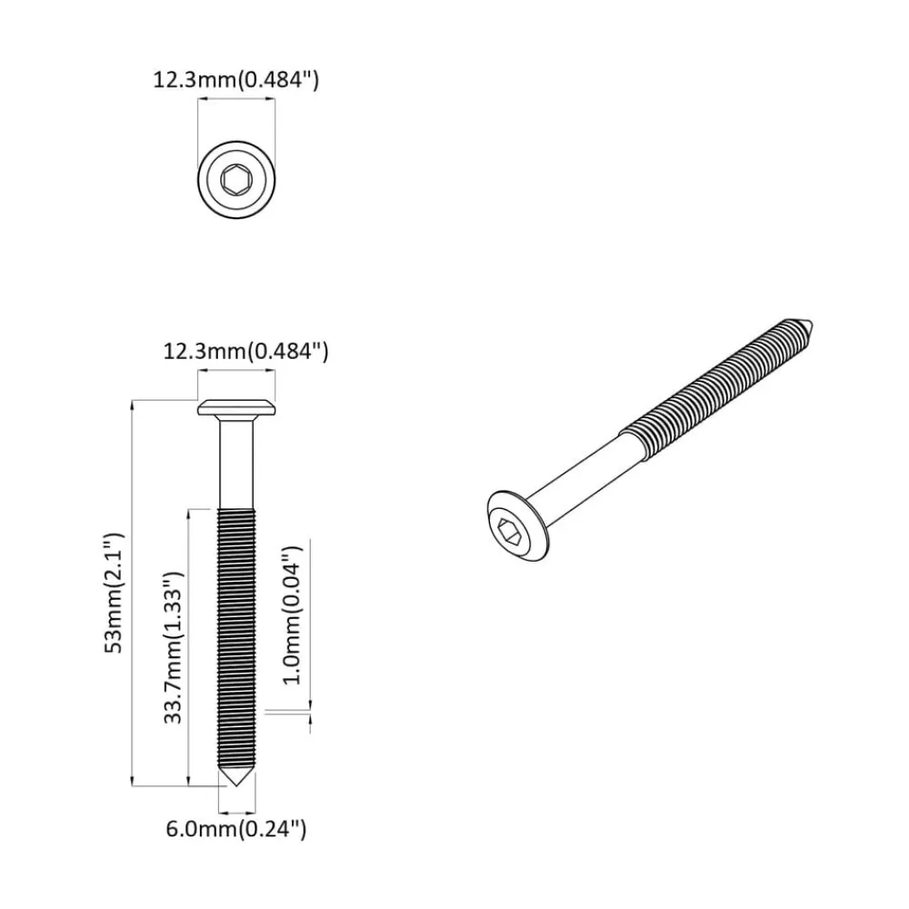 vidaXL Accesorios De Bricolaje-Tornillo 2 pcs Plateado M6 x 50 mm Acero