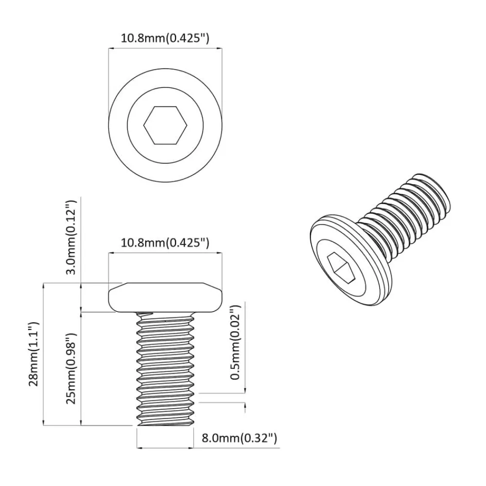 vidaXL Tornillo 2 pcs Plateado 8 x 25 mm Acero Discount