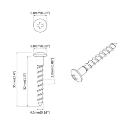 vidaXL Tornillo 2 pcs Plateado 9,8 x 35 mm Hierro New