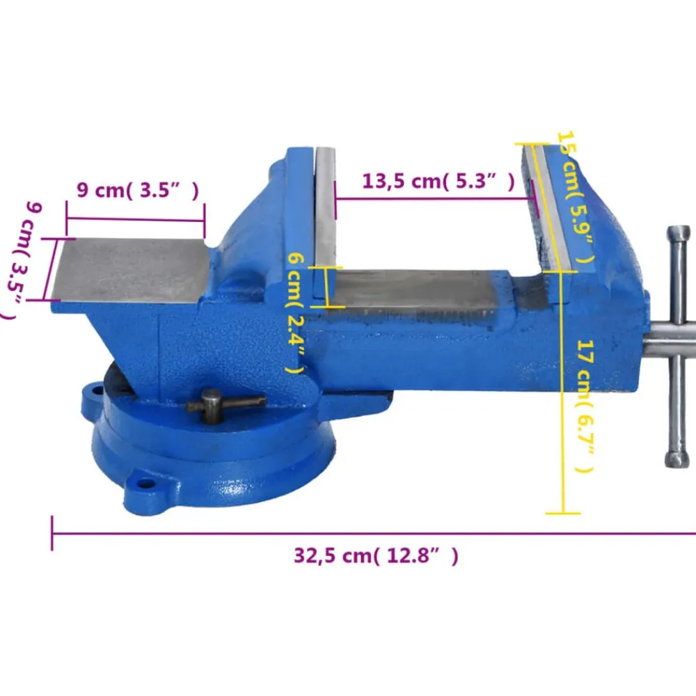 vidaXL Herramientas-Tornillo de banco hierro fundido azul 150 mm