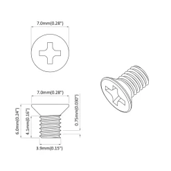 vidaXL Accesorios De Bricolaje-Tornillos de Cabeza Avellanada 2 pcs Plateado M4 x 6 mm Acero