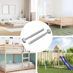 vidaXL Tornillos de Madera 2 pcs Plateado M6 x 70 mm Acero Discount