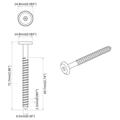 vidaXL Accesorios De Bricolaje-Tornillos de Madera 2 pcs Plateado M6 x 70 mm Acero