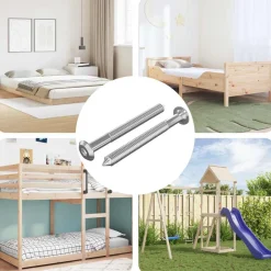 vidaXL Tornillos de Muebles 2 pcs Plateado M6 x 60 mm Acero New