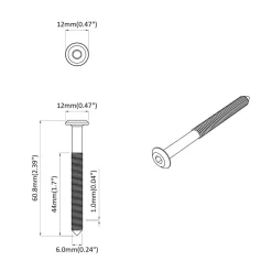 vidaXL Tornillos de Muebles 2 pcs Plateado M6 x 60 mm Acero New