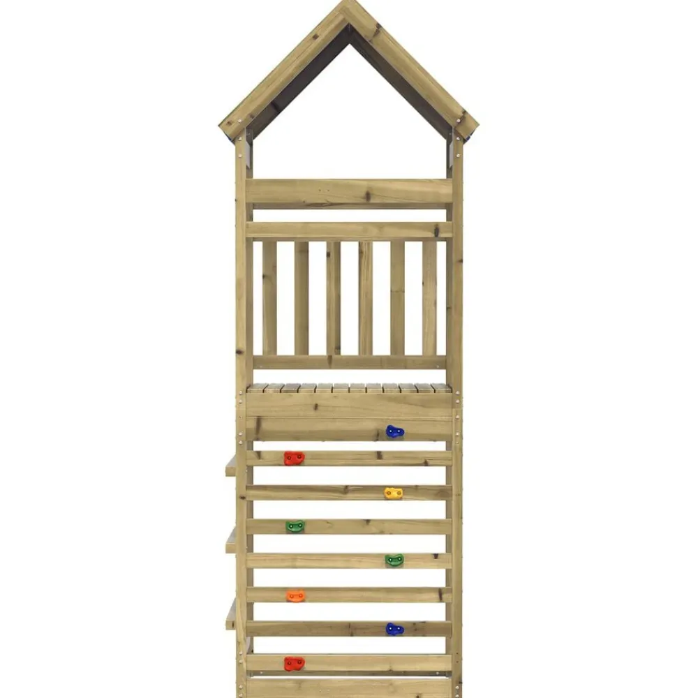 vidaXL Torre de Juego Marrón Madera Sólida Impregnada Sale