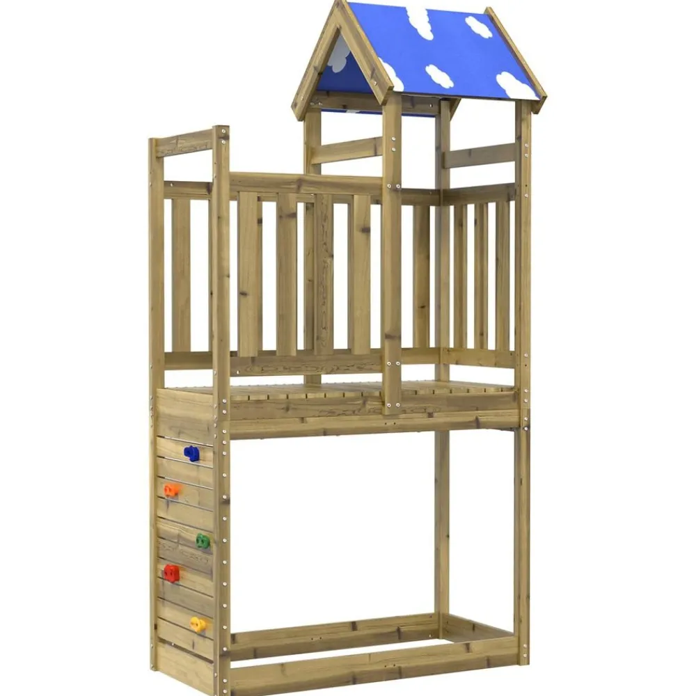 vidaXL Estructuras Para Juegos Al Aire Libre-Torre de Juego Marrón Madera Sólida Impregnada