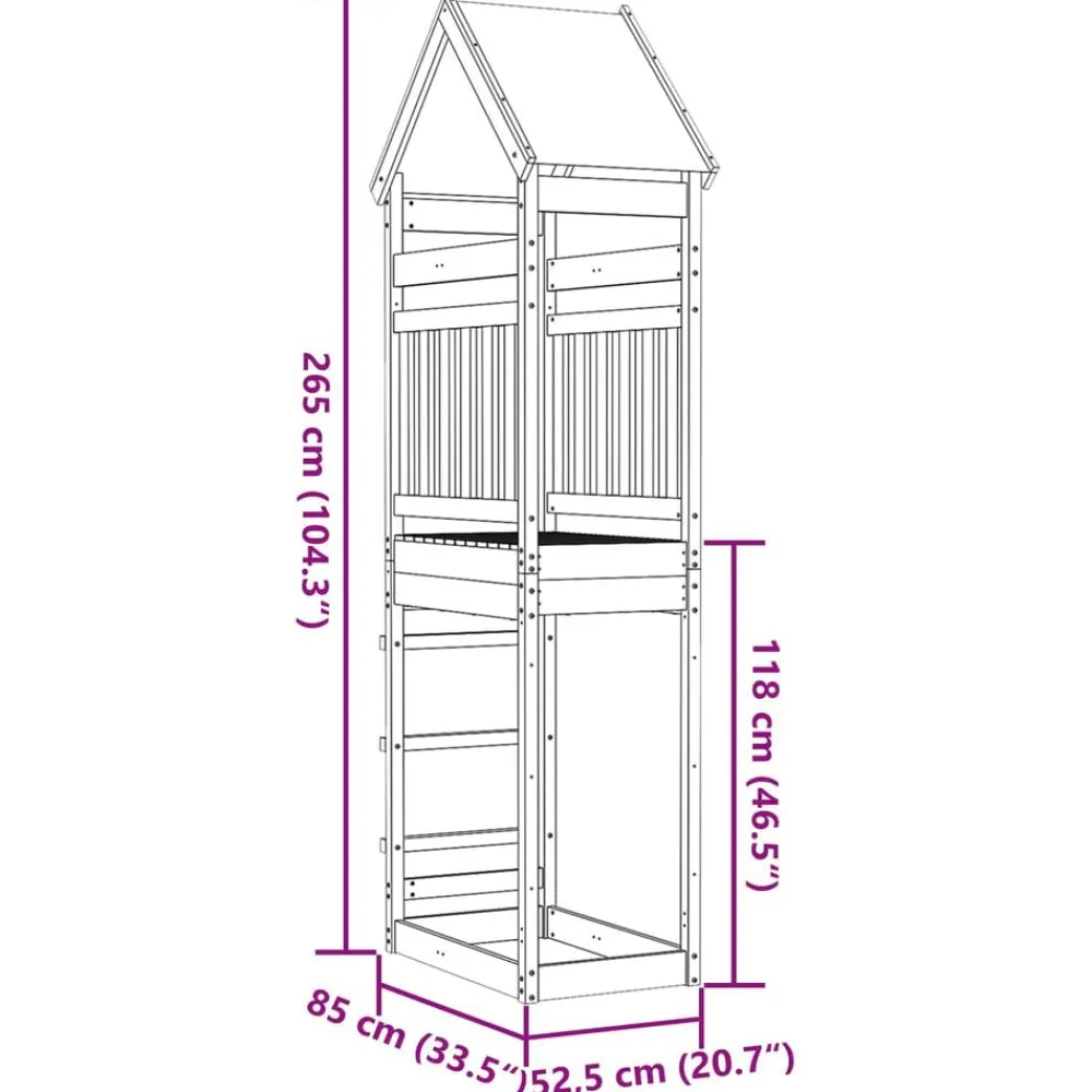 vidaXL Estructuras Para Juegos Al Aire Libre-Torre de Juego Marrón 52,5 x 85 x 265 cm Madera de pino macizo