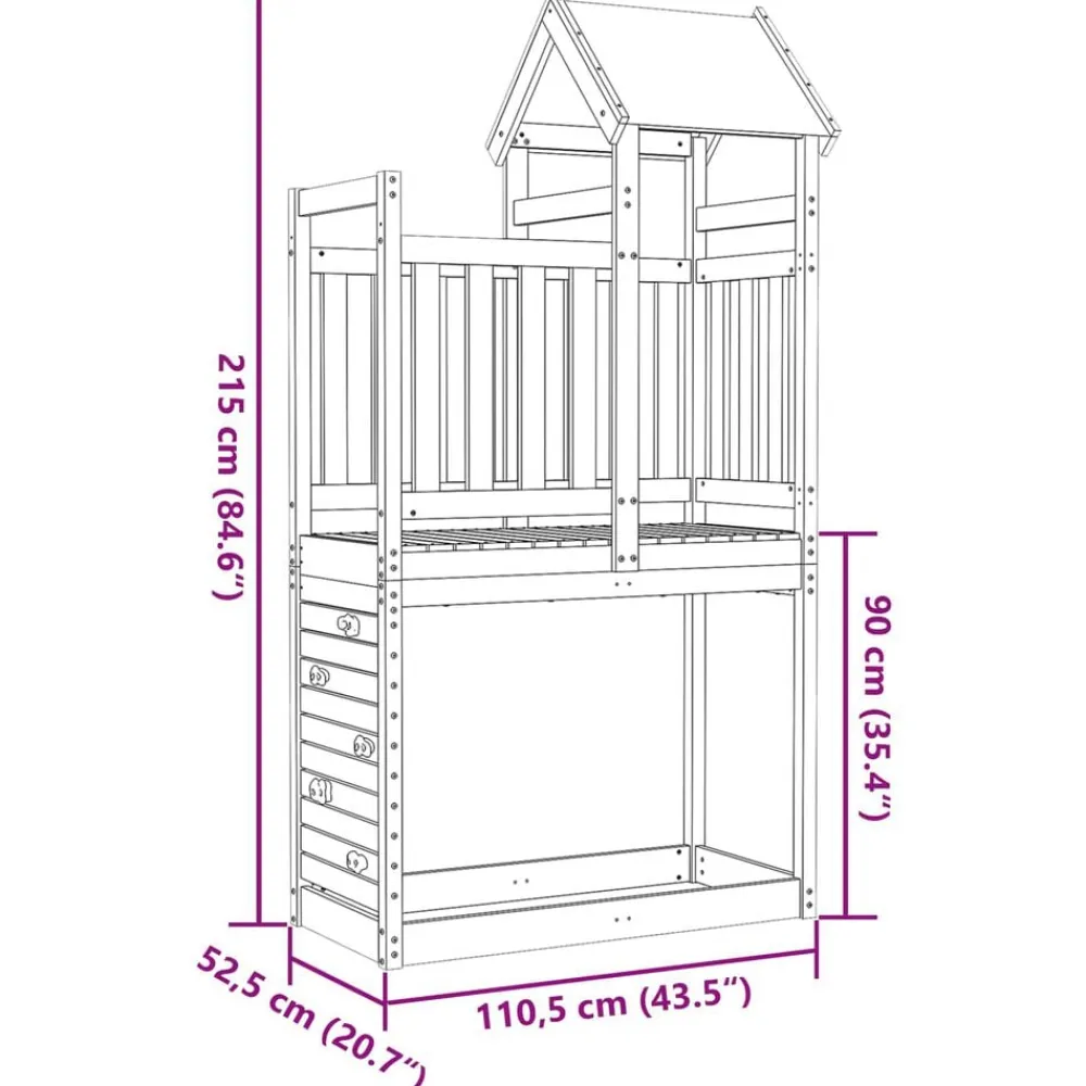 vidaXL Estructuras Para Juegos Al Aire Libre-Torre de Juego Marrón Madera Sólida de Douglas